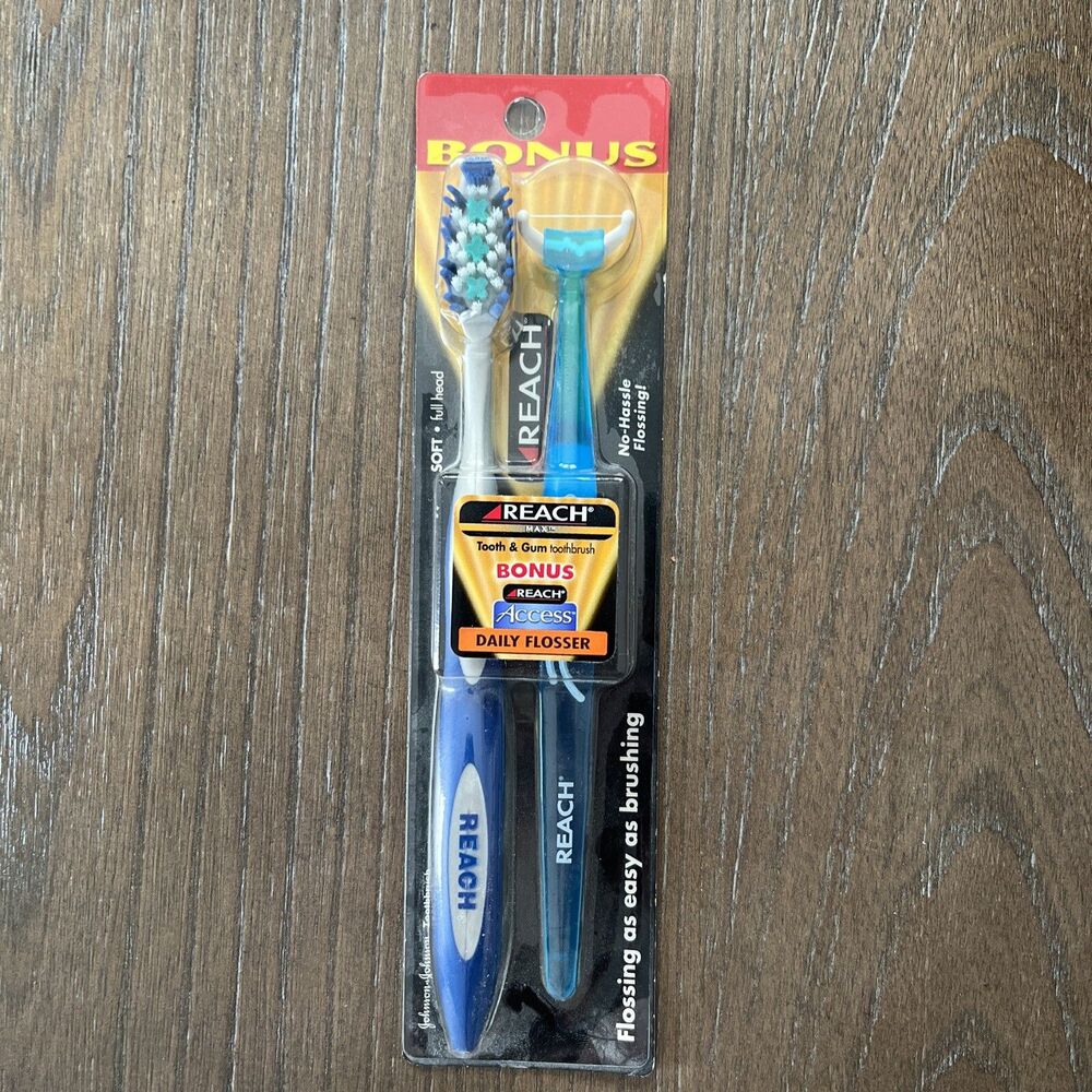 Johnson & Johnson Reach Access Daily Flosser Blue BONUS PACK Toothbrush Soft